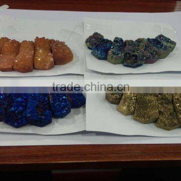 Rectangle Geode Crystal Electronic-plated Pendant Different Color Wine Pink/blue/ Golden Silver/fantasy photo-4