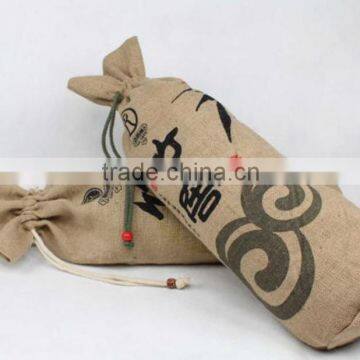 Drawstring Jute Wine Bag One Bottle One Bag