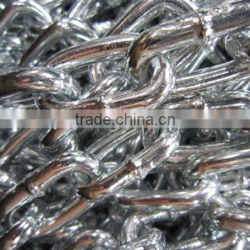 Blue-white color iron steel galvanized link chain