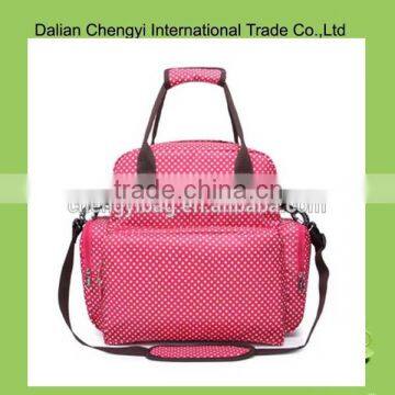 Low toxic qualified durable foldable print cotton diaper mommy bag
