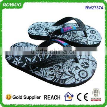 New printing kids flip flops thong black and white printing kids flip fllop kids custom logo flip flop