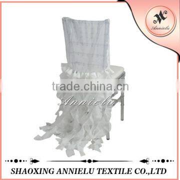 Fancy white organza ruffled wedding chair cover