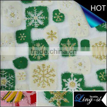 Snow Flake Bronzing Organza Fabric for Christmas