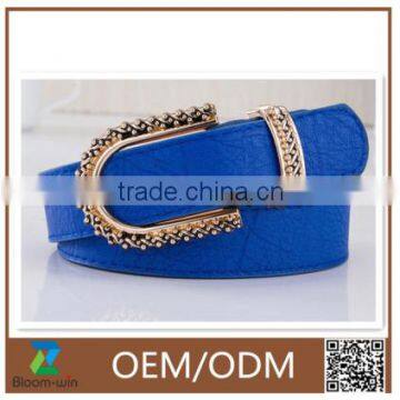 2016 Fashion Stylish Hot Sell PU Ladies Dress Belt With Gold Metal Buckle Wide Size