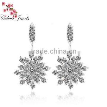 Christmas Snowflake Dangle Earrings for Women With AAA Cubic Zirconia