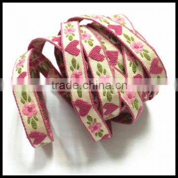Pink Heart Printed Embroidery Ribbon Manufacturing in Dongguan for Decoration photo-2