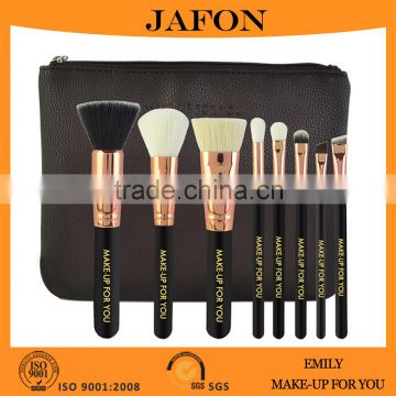 8pcs Luxury Rose Gold Makeup Brush Set With Brown Zipper Pouch Spot Goods