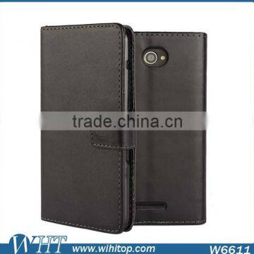 New Arrival Luxury Genuine Leather Folio Style for Sony Xperia E4 Wallet Case With Stand photo-3