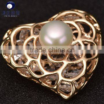 Heart Brooch Pearl Jewelry Shiny Zircon Natural Pearl Brooch Jewelry
