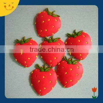 2015 custom cute strawberry shape 3D soft PVC fridge magnet