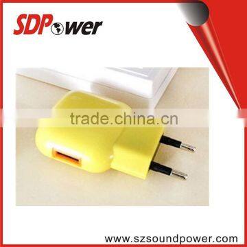 colorful dual USB 5V2A travel charger with US/ EU plug