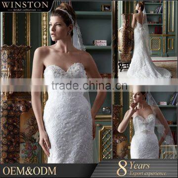 Hot Sale Factory Custom wedding dress with blue sash