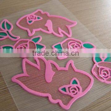 2015 New product flower transparent EVA sticker/paper sticker with glitter