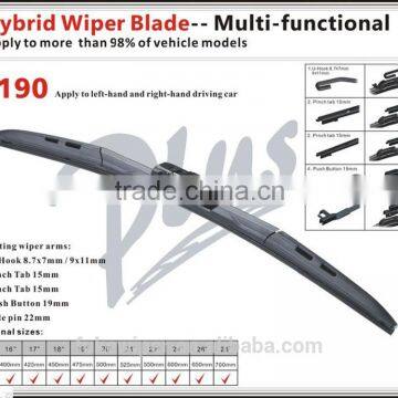 Automobiles & Motorcycles Front Hybrid Window Wiper Blade Fitting for Most Wiper Arms