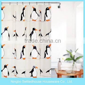 Bathroom luxury custom penguins PEVA shower curtain