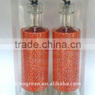 2pcs glass oil bottle with metal casing (TW675T20/2P)