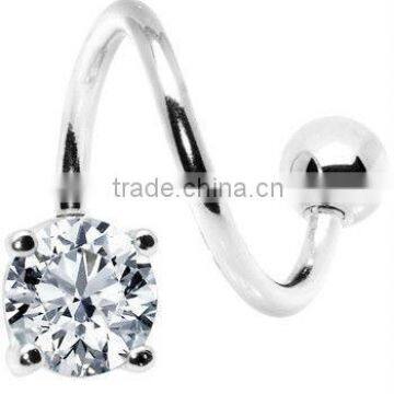 Shimmering Aqua Solitaire Spiral Twister Belly Ring photo-3