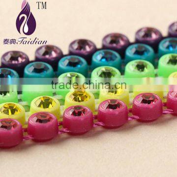 SS6 Plastic Rhinestone Trim Chain,2.3MM Rhinestone Wedding Trim