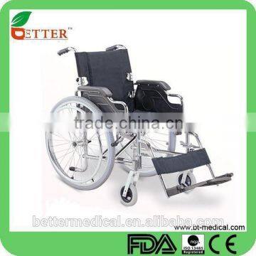 folding chromed steel manual wheelchair add seat width