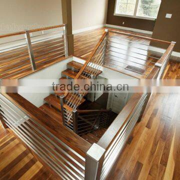 stairs stainless steel balustrade with wood handrail