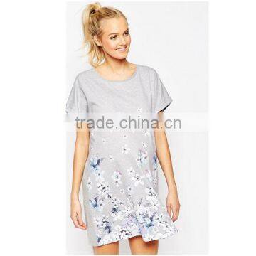 Cute maternity plus size oversized t shirt nightie with floral print