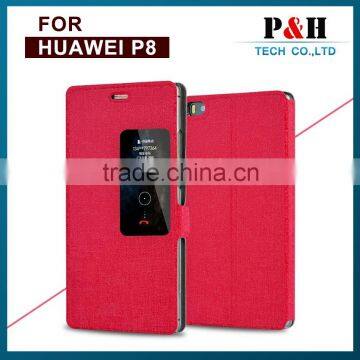 Luxury View Window Case PU Leather Flip Cases with stand For Huawei Ascend P8