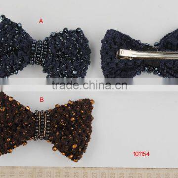 Bow hair Barrette with glass beads hair clip