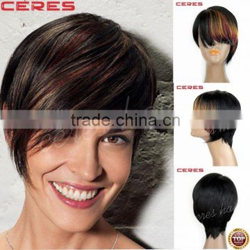 short colorful 100% Brazilian human hair dreadlock wig with big bangs free sample accepted