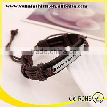 ready engraved men bracelet leather fashion men's bracelet                        
                                                Quality Choice