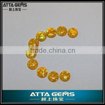 Cabochon Cut Opal-K54 Yellow Color Round Created Opal