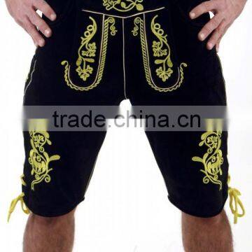 GREEN EMBROIDERY LEDER HOSEN / SEXY TRACHTEN BAVARIAN LEDER HOUSE / GERMAN AUSTRIAN LEATHER LEDER KNEE SHORTS