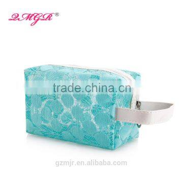 Wholesale Lady's Fashion colorful PVC and Lace travel cosmetic bag