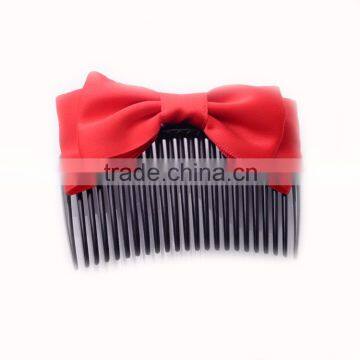 S>>>> Fashion Kids Girls Cute Plastic Hair Combs 8 Colors Chiffon Bow Hair Pins Combs/ photo-3