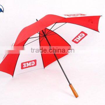 27 Inch waterproof fabric for umbrella wooden handle metal ribs Golf Umbrella for promotion