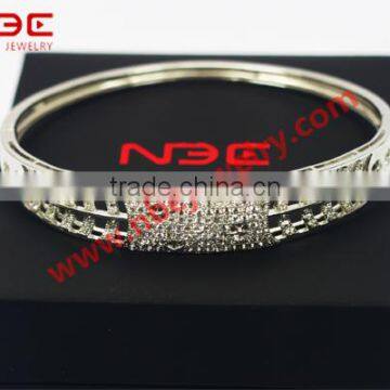 Factory handmade silver bangle,wax micro pave cubic zirconia jewelry,hot sale wholesale 925 silver bangle jewellery