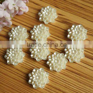 high polishing full colors Lotus flower shape glue on plastic pearl beads for jewelry