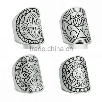 Women Antique Silver Festival Gypsy Bohemian Boho Totem Carved Retro Finger Ring 1 Piece photo-4