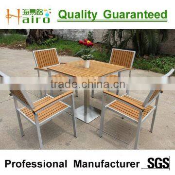 aluminum wood polywood table set