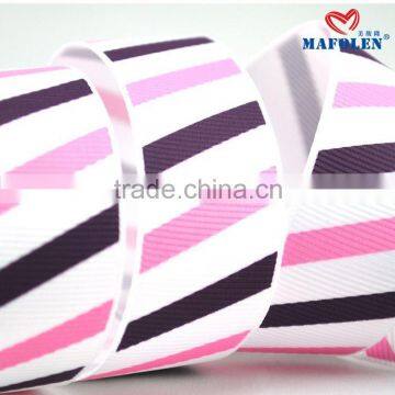 Personalized double face 38mm 2 color printed stripe polyester grosgrain ribbon