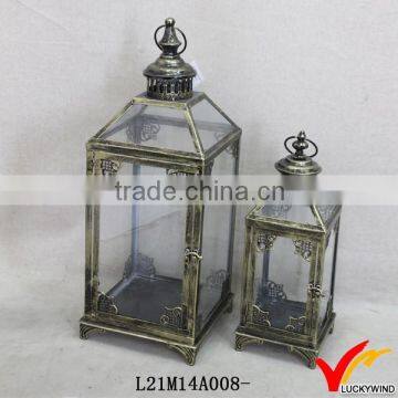 Clear Glass Metal Framed Antique Cast Iron Craft Lantern