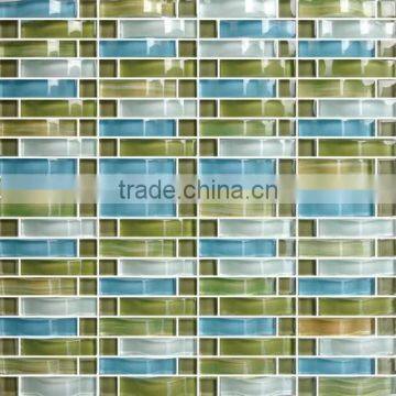 cheap blue mixed green crystal arch glass mosaic tile for home interior decoration /wallpapers(PMGIL051)