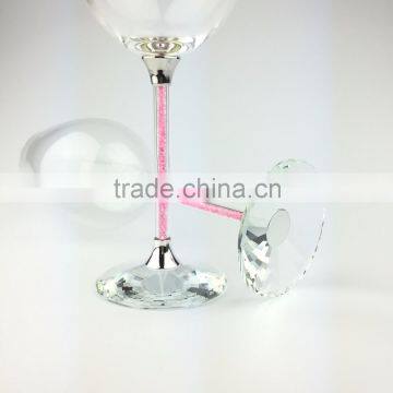 Wedding Gift Pink Crystal Goblet Coloured Long-stem Wine Glass