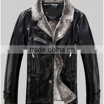 new men's sheep leather jacket in black