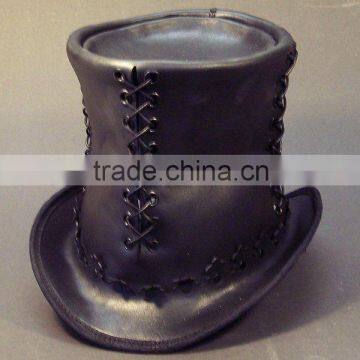 LEATHER LACES GOTHIC TOP HATS TOPPER