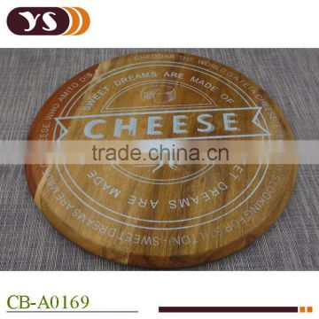 wholesale round acacia wood cutting board with printing logo