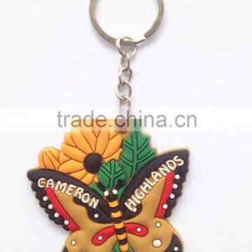 Wholesale Butterfly Shaped Metal Keychain Soft PVC Rubber Fashion Key Chain