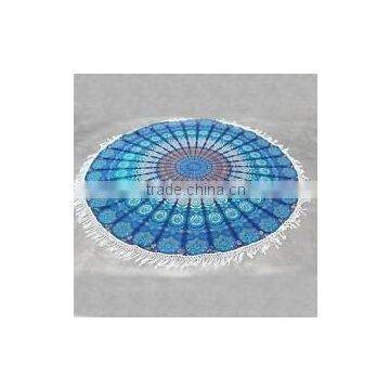 indian cotton Round Beach Tapestry with Pompom/ fringe tapestry