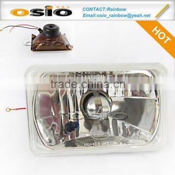 5 inch Square Iron Crystal Semi Sealed Beam with Hood Crystal Lamp Auto Halogen Install H4 or HID H4 Xenon Bulb