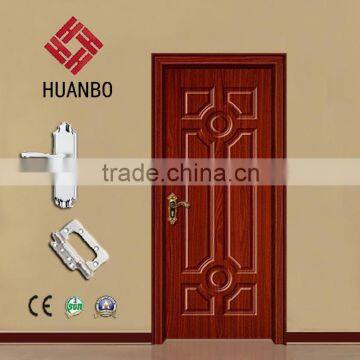 Latest design pvc wooden carved door indoor glass doors with handle