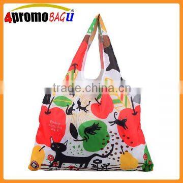 190T reusable polyester folding shopping bag
